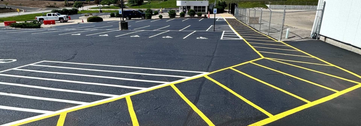 Industrial parking lot line striping in Cincinnati